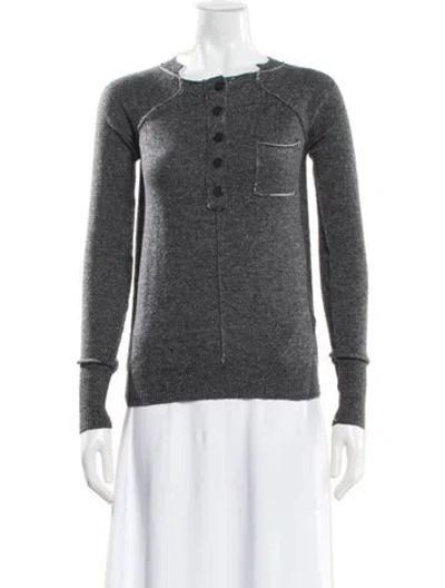 Pre-owned Allsaints Wool Scoop Neck Sweater In Gray