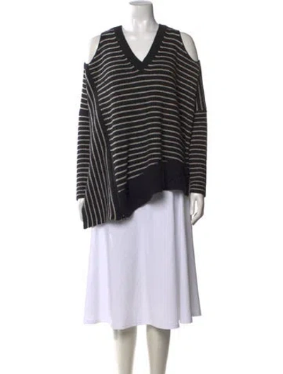 Pre-owned Allsaints Wool Striped Sweater In Black/metallic