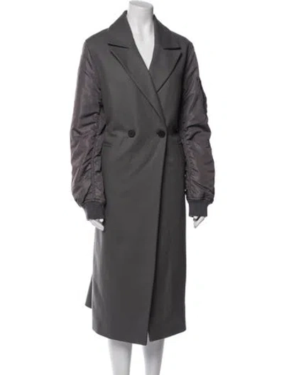 Pre-owned Allsaints Wool Trench Coat W/ Tags In Gray