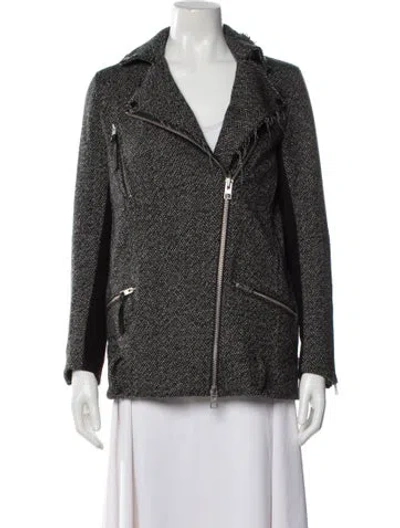 Pre-owned Allsaints Wool Tweed Pattern Biker Jacket In Multi