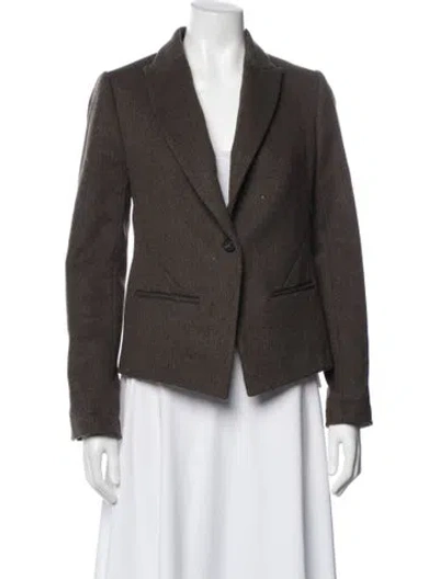 Pre-owned Allsaints Wool Tweed Pattern Blazer In Brown