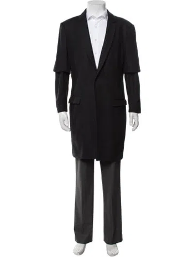 Pre-owned Allsaints Wool Tweed Pattern Coat In Black
