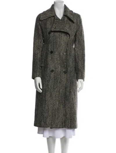 Pre-owned Allsaints Wool Tweed Pattern Faux Fur Coat In Gray