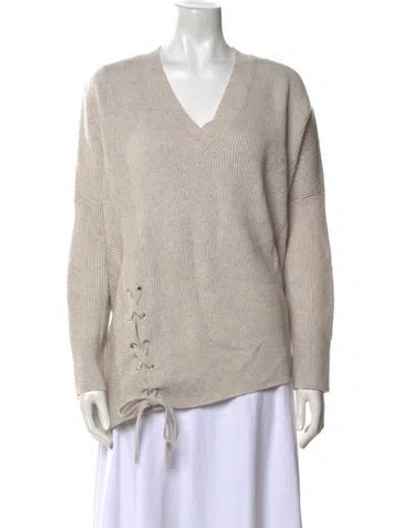 Pre-owned Allsaints Wool V-neck Sweater In Neutral