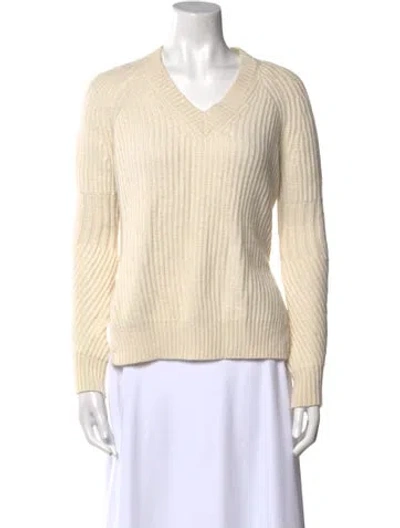 Pre-owned Allsaints Wool V-neck Sweater In White