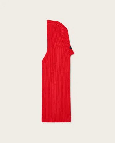 Allsaints Wool Wren Wool Hooded Scarf In Red