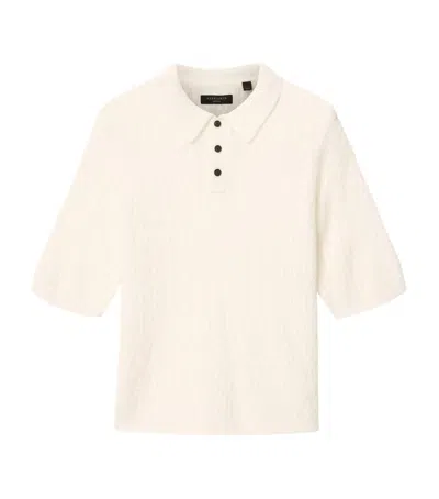 Allsaints Wool-blend Cyclone Polo Shirt In White