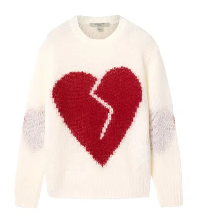 Allsaints Wool-blend Luvheart Sweater In White