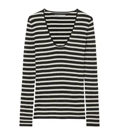 Allsaints Wool-blend Stripe Kay Sweater In Black