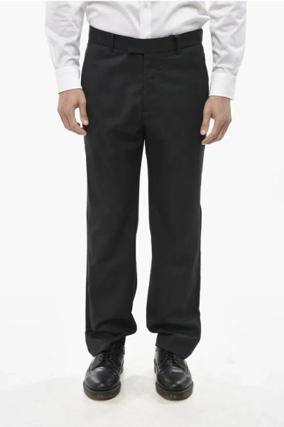 Allsaints Wool-blend Trousers Blackwater With Concealed Button Fasteni In Blue