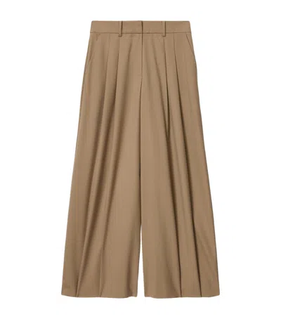 Allsaints Wool-blend Wide-leg Poppy Trousers In Brown