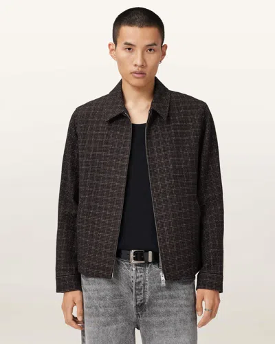 Allsaints Wool/polyester City Hall Check Jacket In Brown