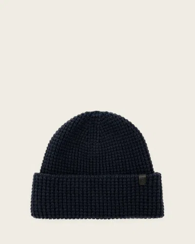 Allsaints Wool/polyester Iggy Beanie Hat In Blue
