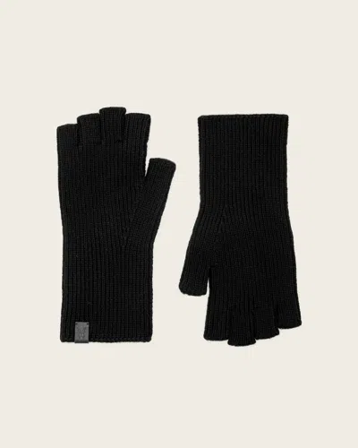 Allsaints Wool/polyester Iggy Fingerless Gloves In Black