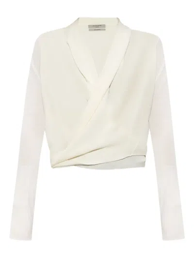 Allsaints Womens Chalk White Wasson Pirate-wear Merino-wool Cardigan