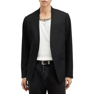 Allsaints Wren Slim Fit Collarless Blazer In Black
