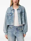 Allsaints X Anders Terry Illusion Buttoned Crop Jacket In Blue