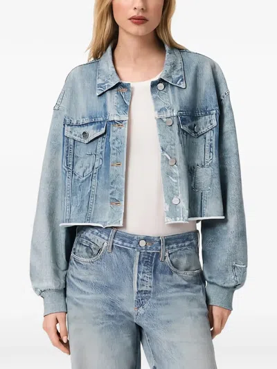 Allsaints X Anders Terry Illusion Buttoned Crop Jacket In Blue