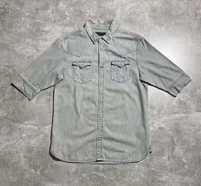 Pre-owned Allsaints X Avant Garde Vintage Allsaints Shirt Denim Y2k Japan Style In Light Grey