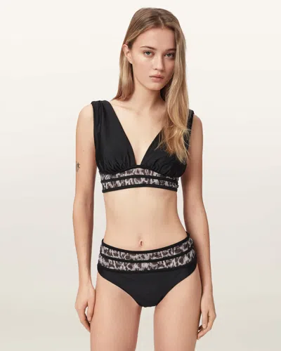 Allsaints Xalia High Waisted Bikini Bottoms In Brown