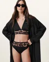 Allsaints Xalia Leopard Print Bikini Bottoms In Black