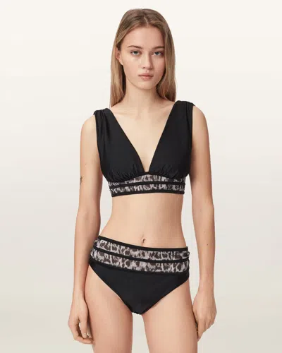 Allsaints Xalia Mesh Bikini Top In Black