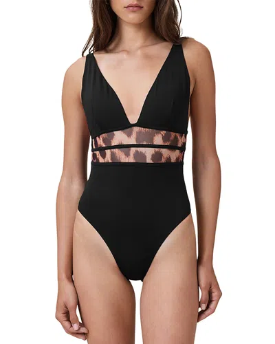 ALLSAINTS XALIA PRINTED MESH SWIMSUIT