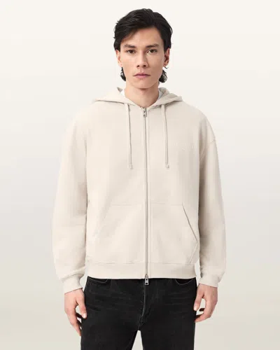 Allsaints Xander Boxy Zip Up Hoodie In Neutral
