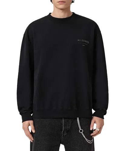 Allsaints Mens Jet Black Xander Branded-print Cotton-jersey Sweatshirt Xxl In Multi