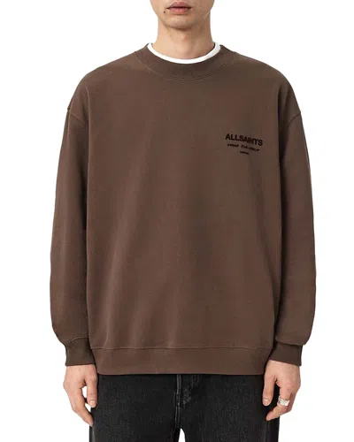 Allsaints Mens Bitter Brown Xander Branded-print Cotton-jersey Sweatshirt Xl