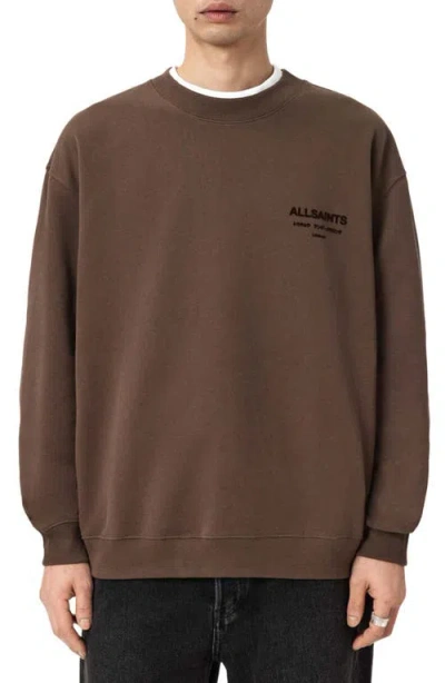 Allsaints Xander Crewneck Sweatshirt In Brown