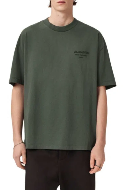 Allsaints Xander Flocked Logo Oversized T-shirt In Pink