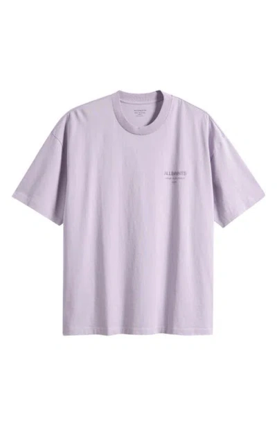 Allsaints Mens Parma Purple Xander Logo-embossed Short-sleeve Cotton T-shirt In Blue