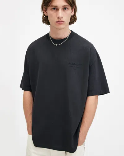Allsaints Xander Flocked Logo Oversized T-shirt In Carter Grey