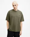 Allsaints Xander Flocked Logo Oversized T-shirt In Fleur Green