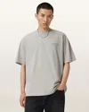 Allsaints Xander Flocked Logo Oversized T-shirt In Gray