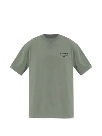 Allsaints Xander Flocked-logo T-shirt In Green