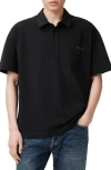 Allsaints Xander Oversized Short Sleeve Polo Shirt In Jet Black