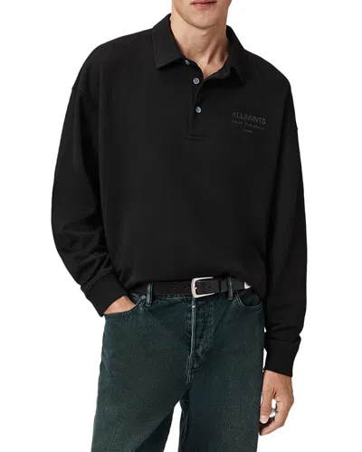 Allsaints Xander Long Sleeve Polo Shirt In Black