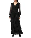 Allsaints Xantara Shirred Maxi Dress In Black