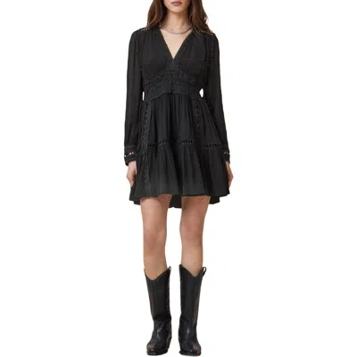Allsaints Xanthe Lace Long Sleeve Minidress In Black