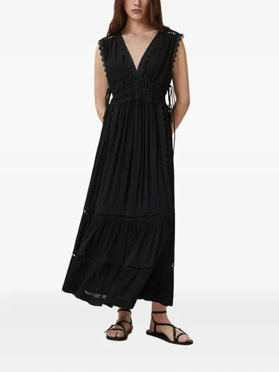 Allsaints Xanthe Lace-trimmed Mini Dress In Black