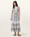 Allsaints Womens Xanthe Paisley-print Woven Dress Lita Soft Blue In Lita Soft Blue