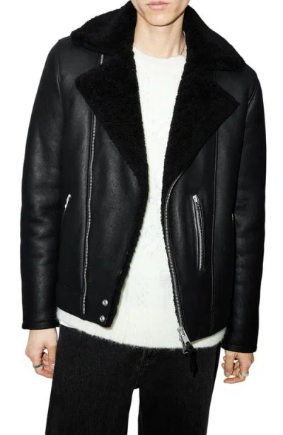 Allsaints Xena Shearling Lined Leather Biker Jacket