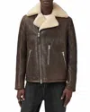Allsaints Xylon Shearling Lined Leather Biker Jacket In Brown