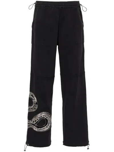 Allsaints Yas Twill-hose Mit Perlendetail In Schwarz