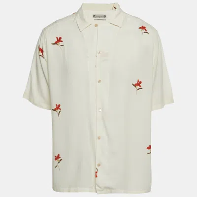 Pre-owned Allsaints Yellow Floral Print Poplin Button Front Shirt Xl
