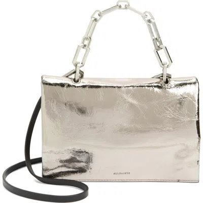 Allsaints Yua Leather Clutch In Gunmetal Grey