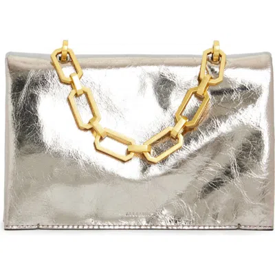 Allsaints Yua Leather Clutch In Pewter