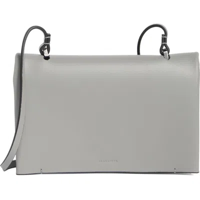 Allsaints Yua Leather Clutch In Slate Blue